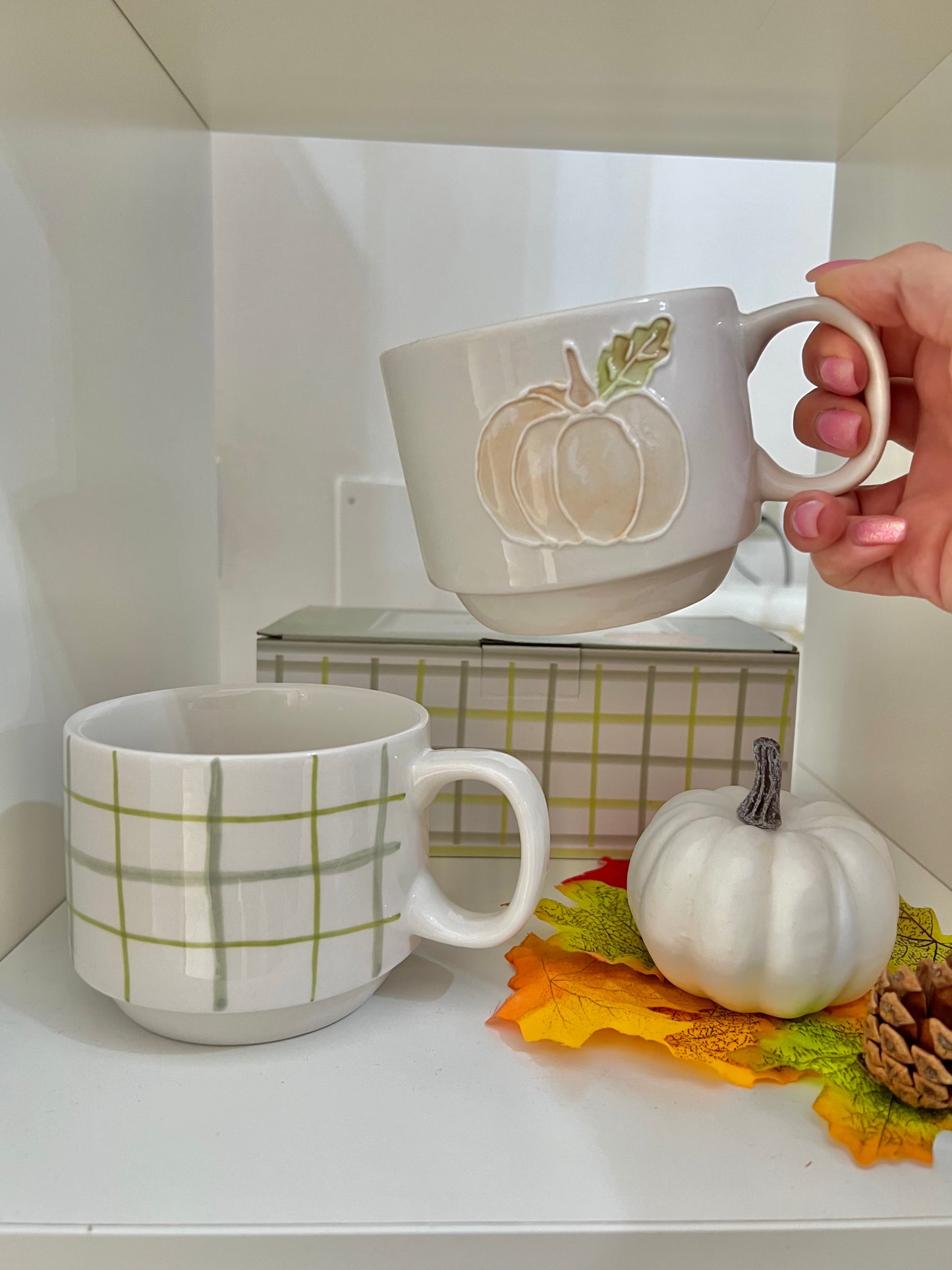 Set 2 Tazze Impilabili “Le Zucche” - Zucca e Quadri