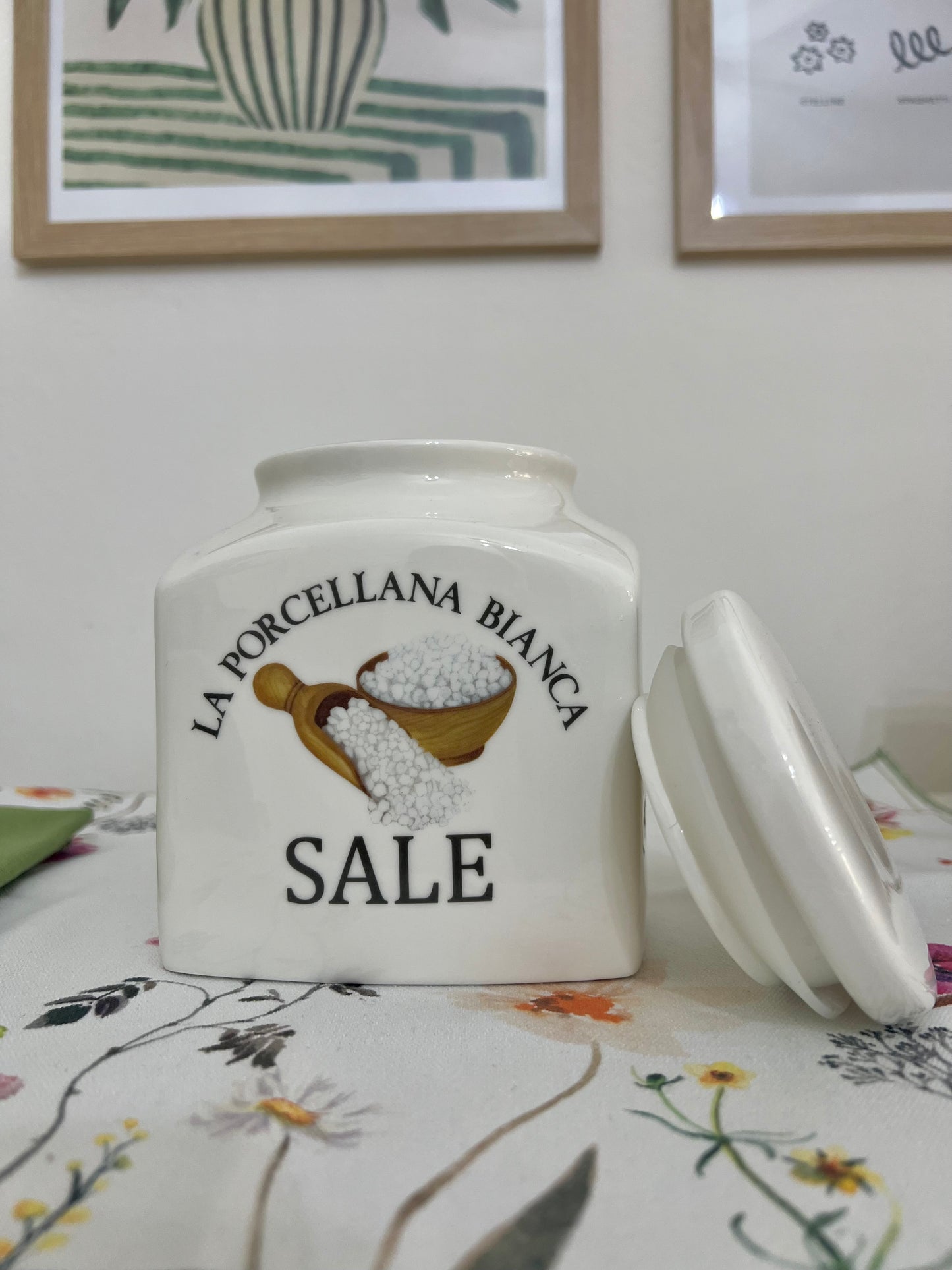 Barattolo Porcellana decorato Sale