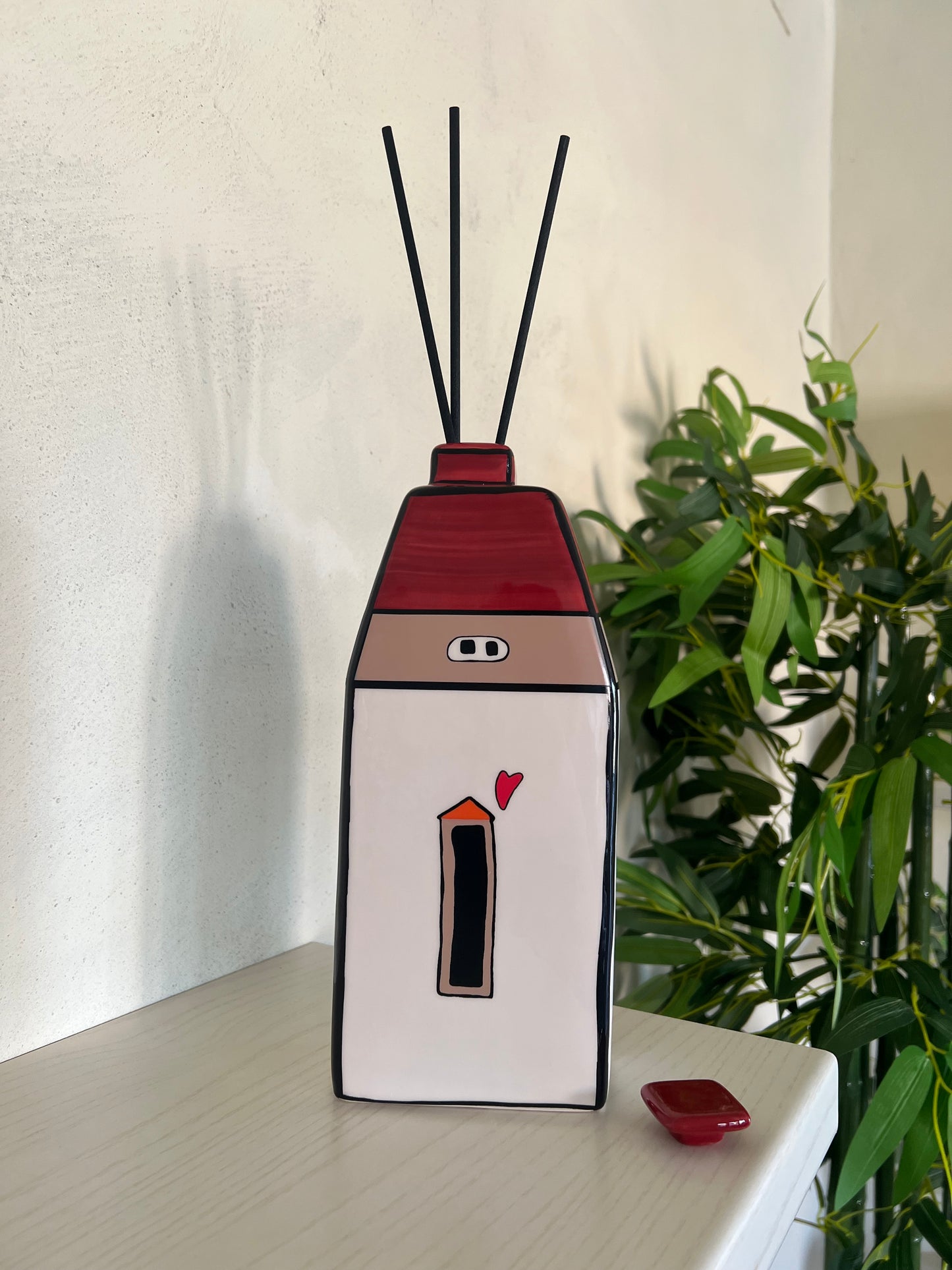 Contenitore Profumatore con tappo Le Casette Rosso 11X27