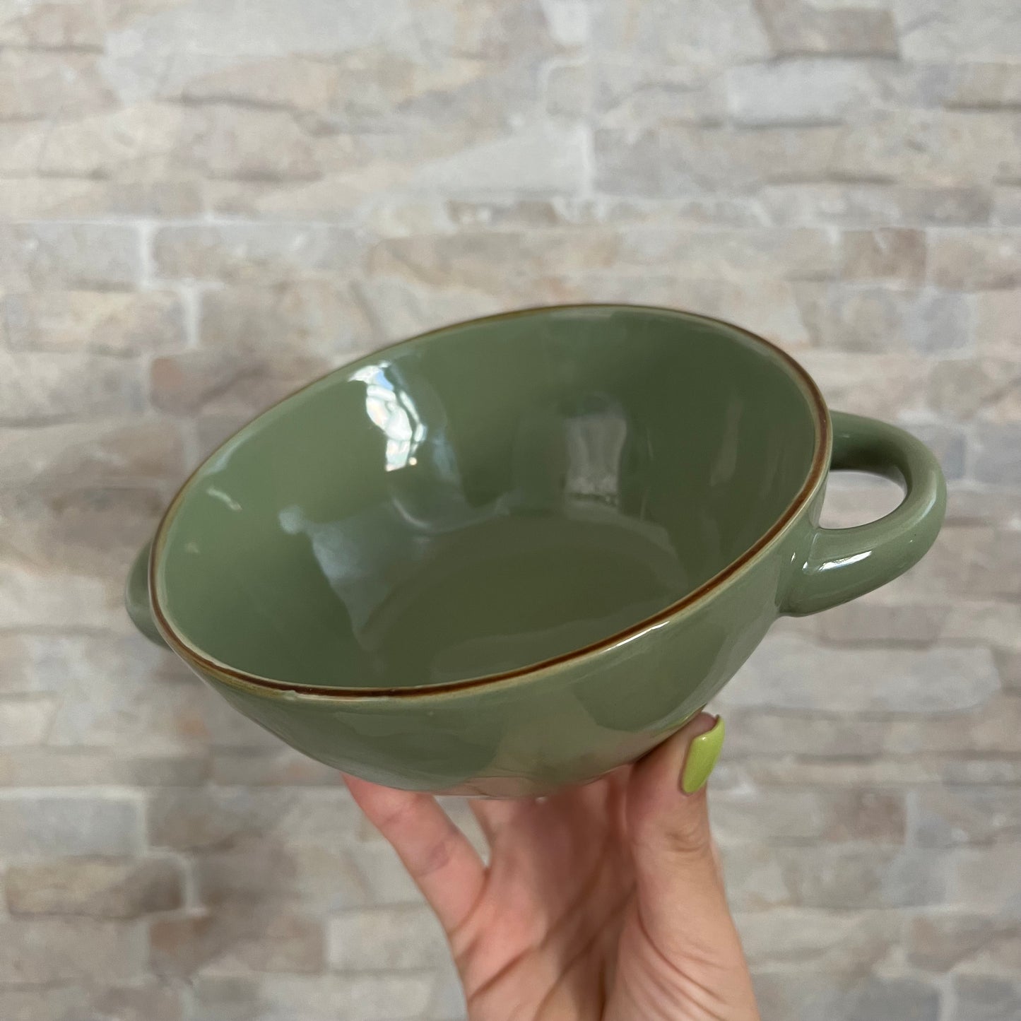 Ciotola zuppa con manici Verde Oliva