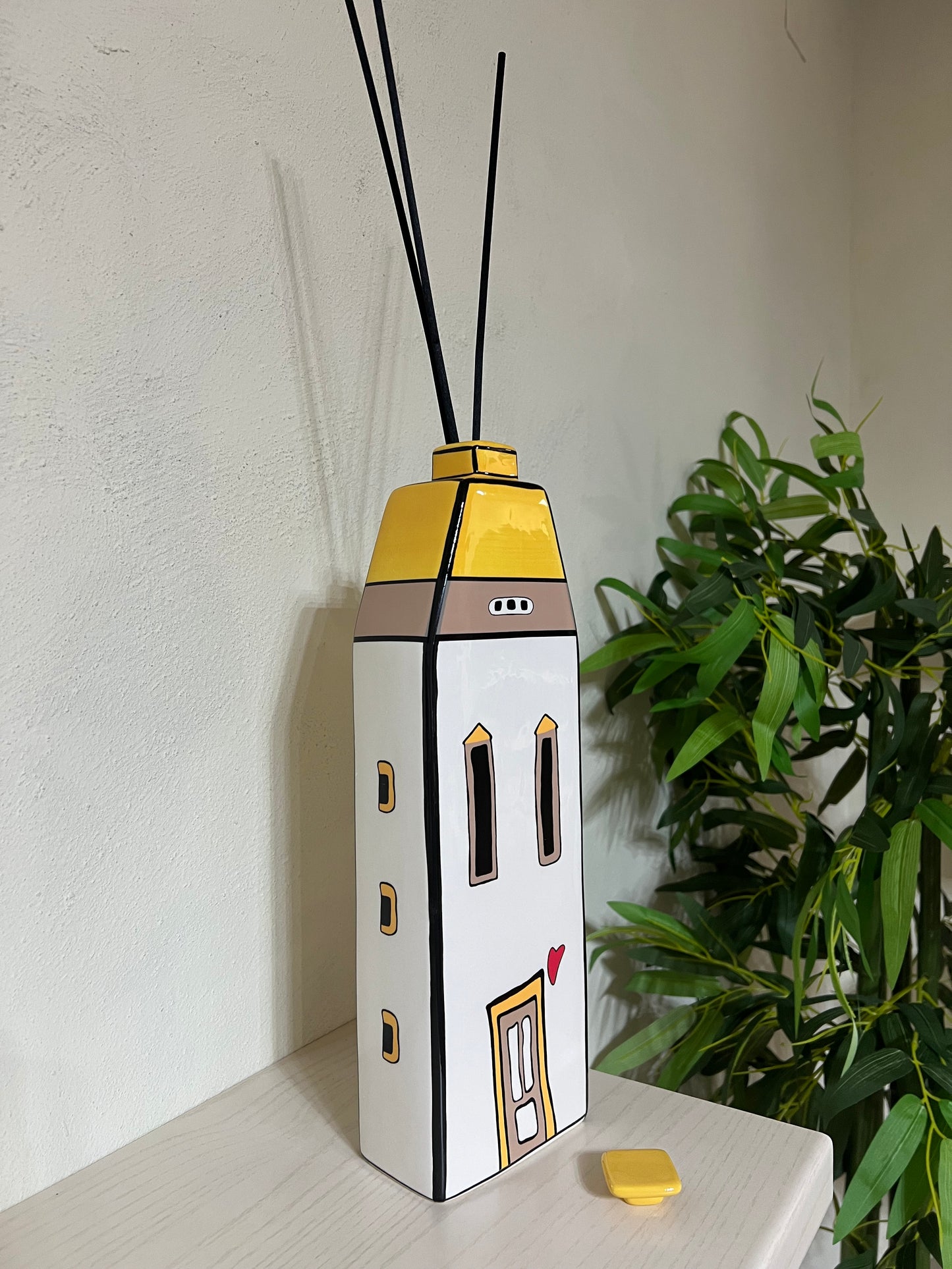 Contenitore Profumatore con tappo Le Casette Giallo 11x37