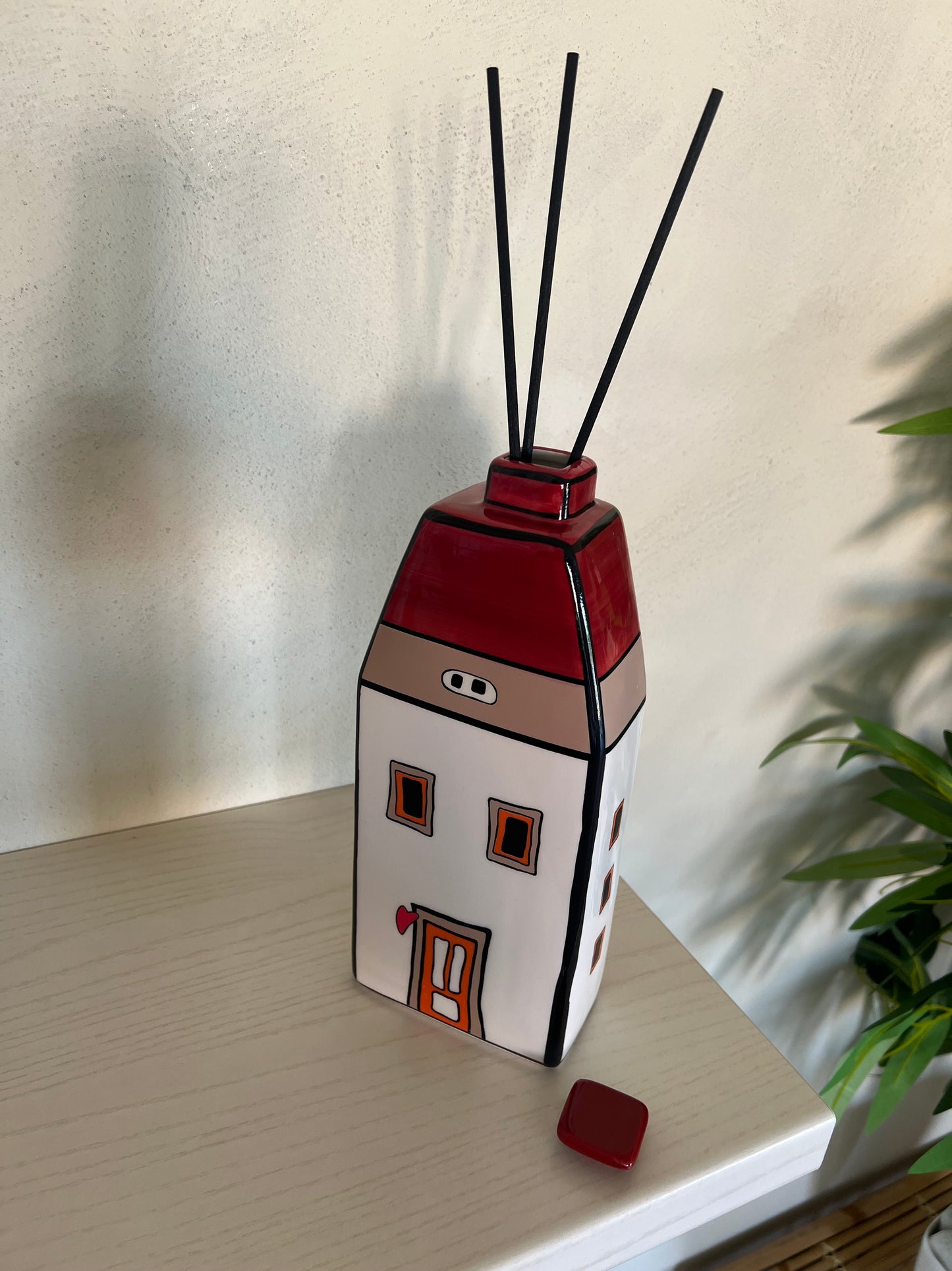 Contenitore Profumatore con tappo Le Casette Rosso 11X27