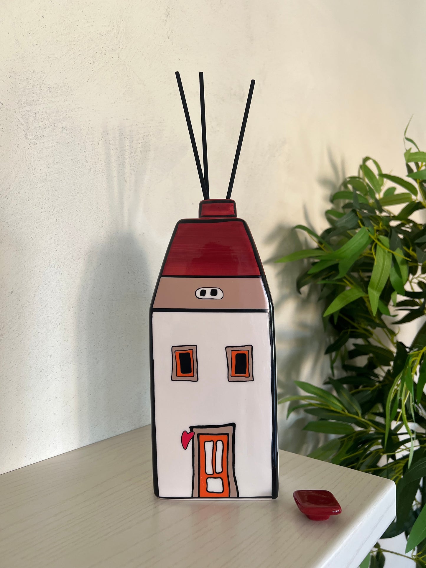 Contenitore Profumatore con tappo Le Casette Rosso 11X27