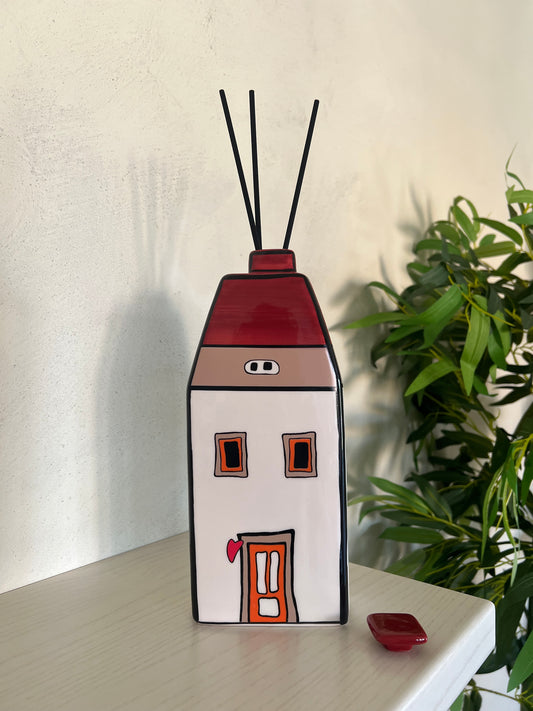 Contenitore Profumatore con tappo Le Casette Rosso 11X27