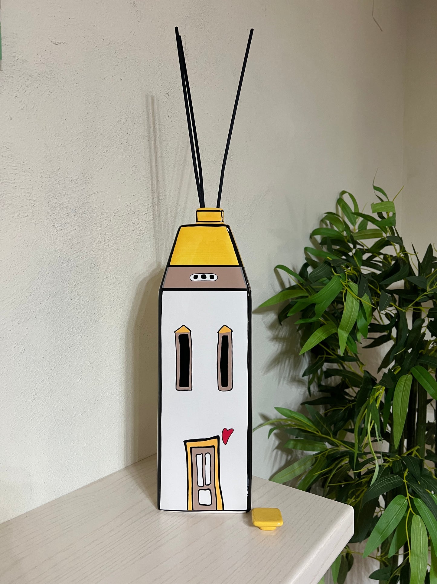 Contenitore Profumatore con tappo Le Casette Giallo 11x37