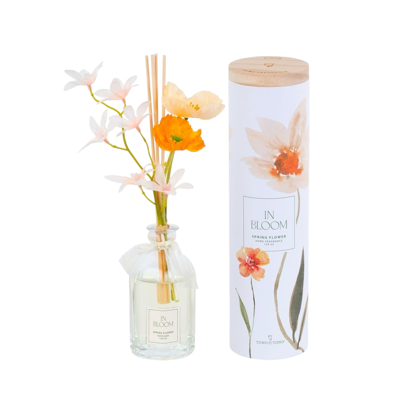 Diffusore in Vetro Spring Flower con Fiori Arancio