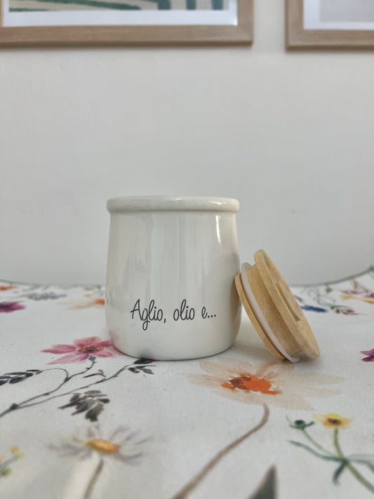 Barattolo Peperoncino Gli Onesti in Stoneware e Legno Di Quercia 180 Ml