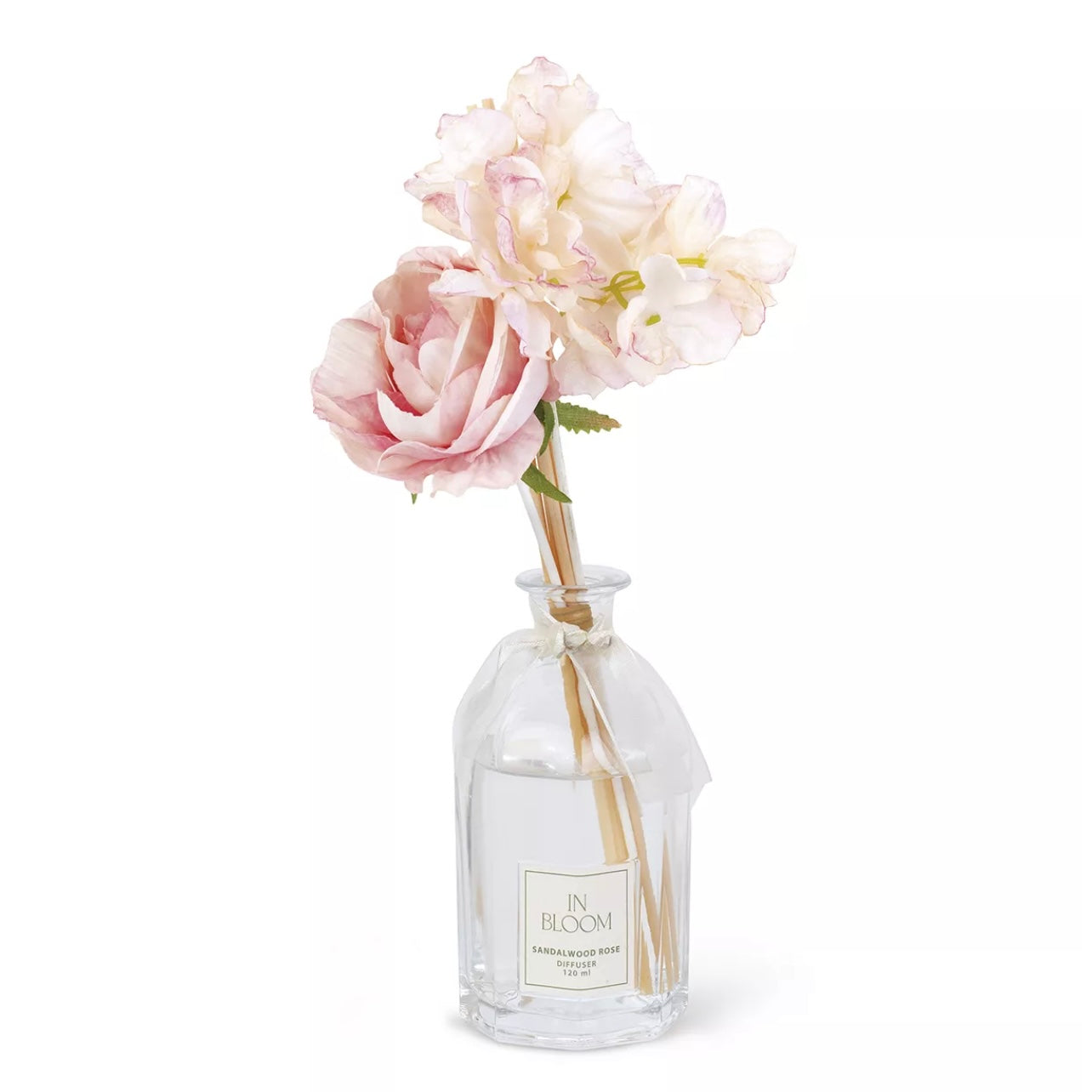 Diffusore in Vetro SandalWood Rose con Fiori Rosa