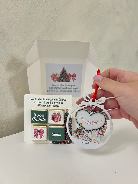 Gift Box “I Love Christmas” con cioccolatini personalizzati