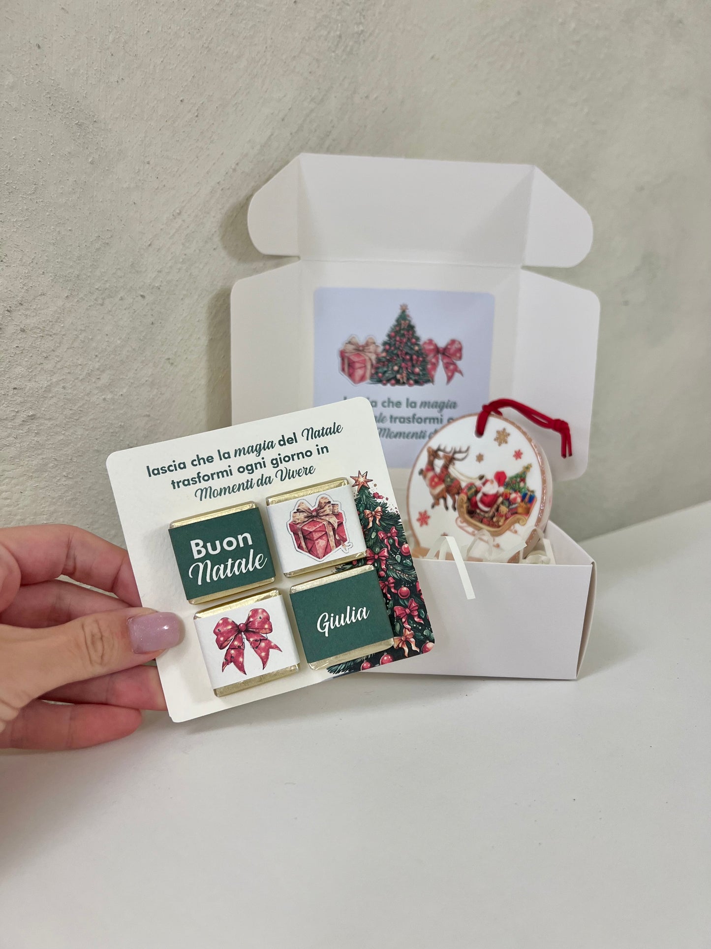 Gift Box “Slitta” con cioccolatini personalizzati