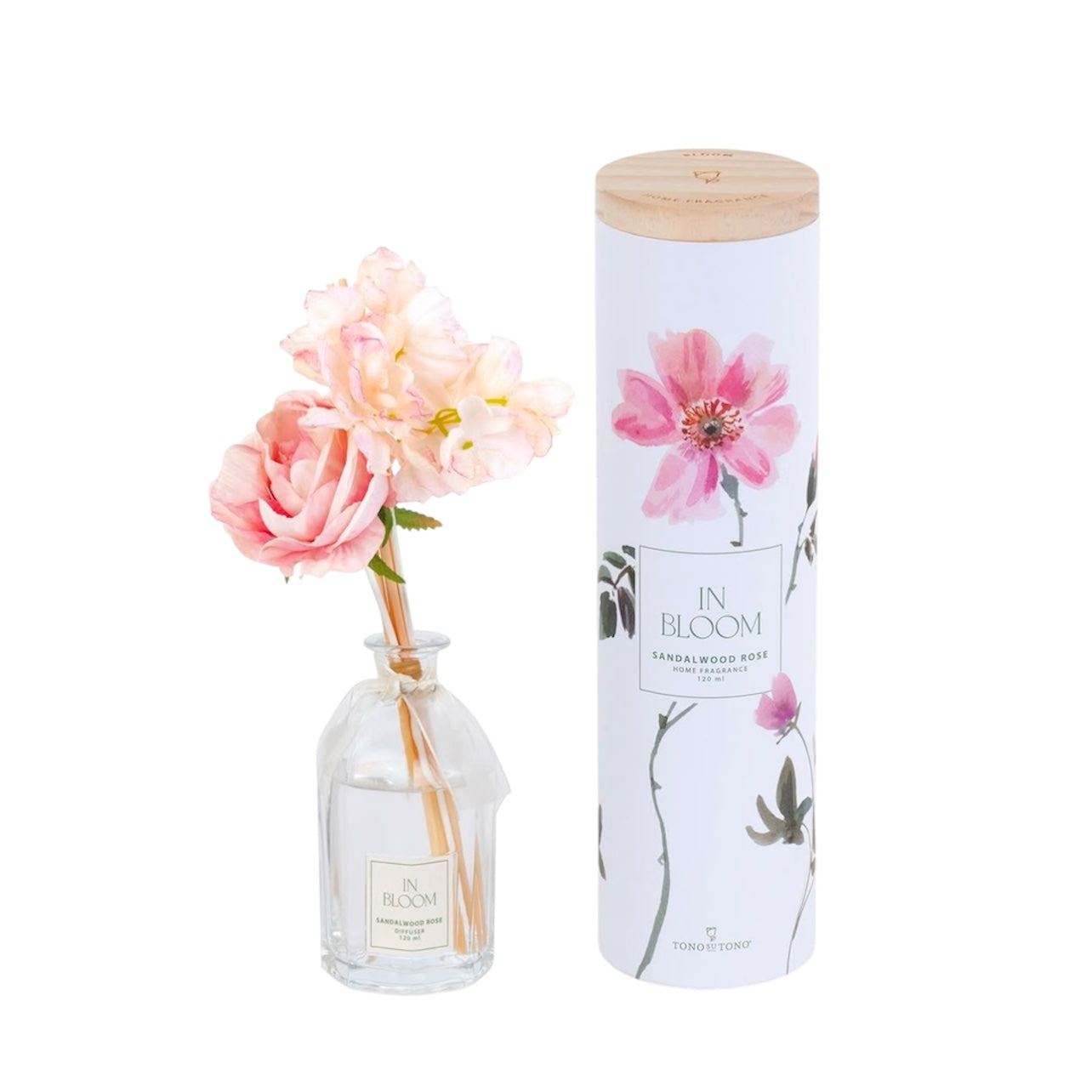 Diffusore in Vetro SandalWood Rose con Fiori Rosa