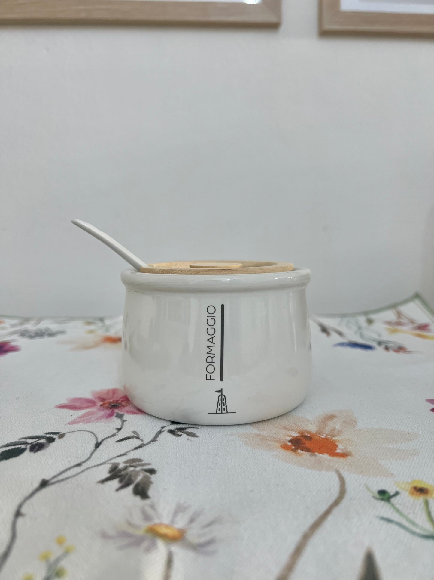 Barattolo Portaformaggio Gli Onesti in Stoneware e Legno di Quercia 200Ml