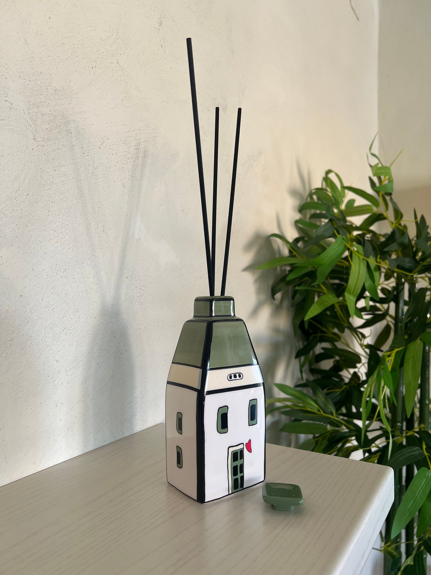 Contenitore Profumatore con tappo Le Casette Verde 8X19