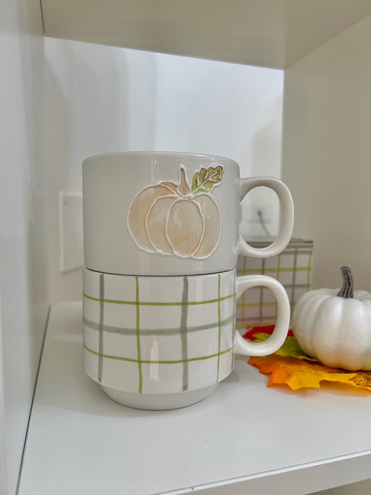 Set 2 Tazze Impilabili “Le Zucche” - Zucca e Quadri