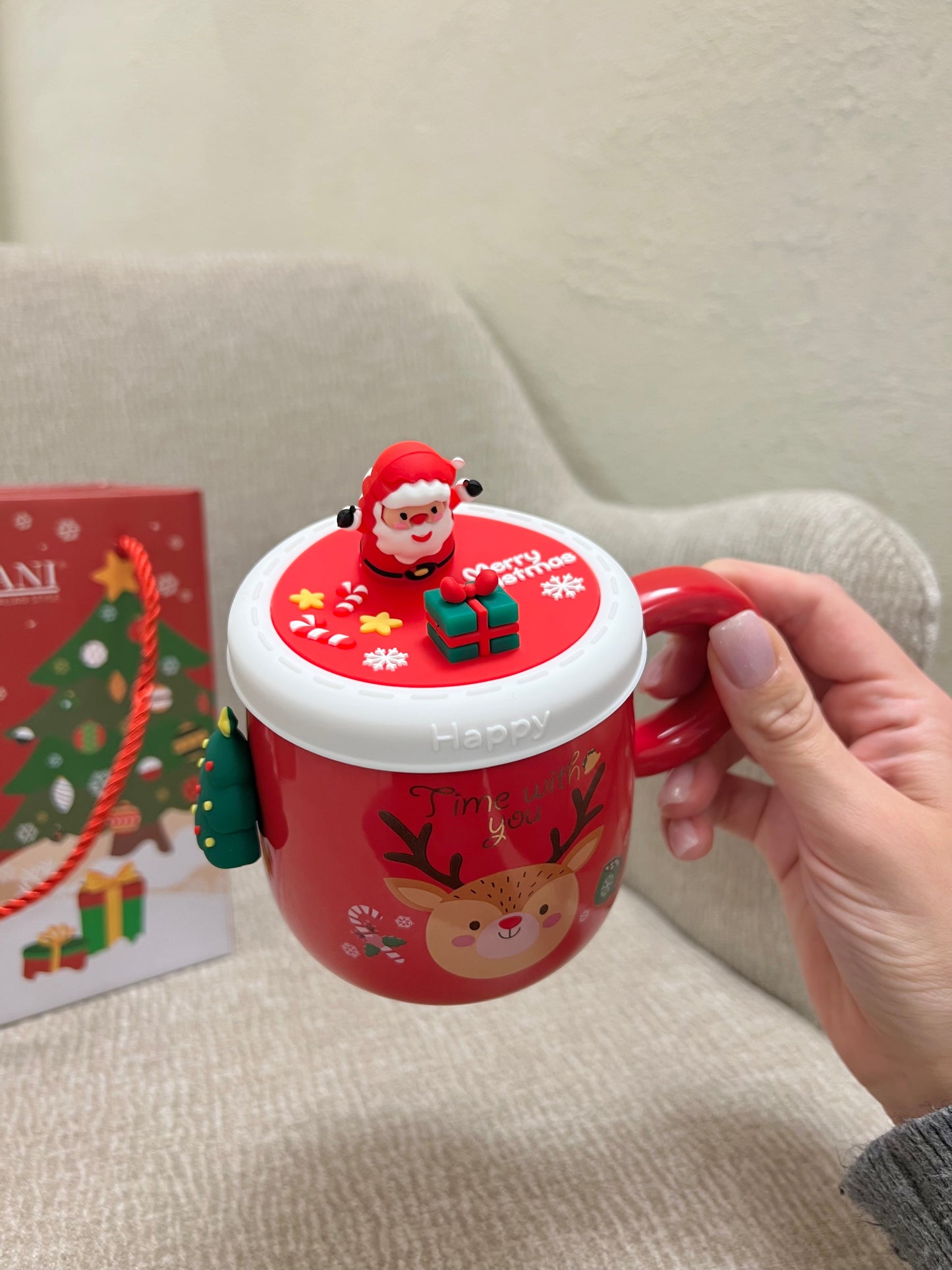 Mug magnete Albero di Natale con tappo in silicone