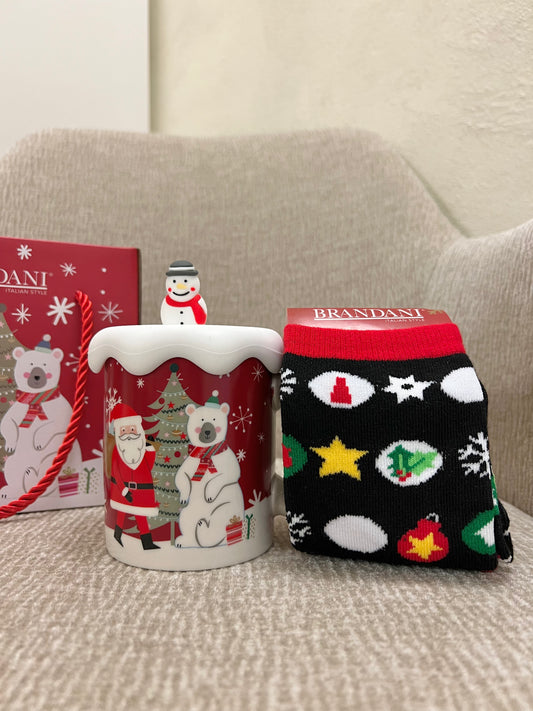 Mug con tappo silicone Pupazzo e calzini in cotone