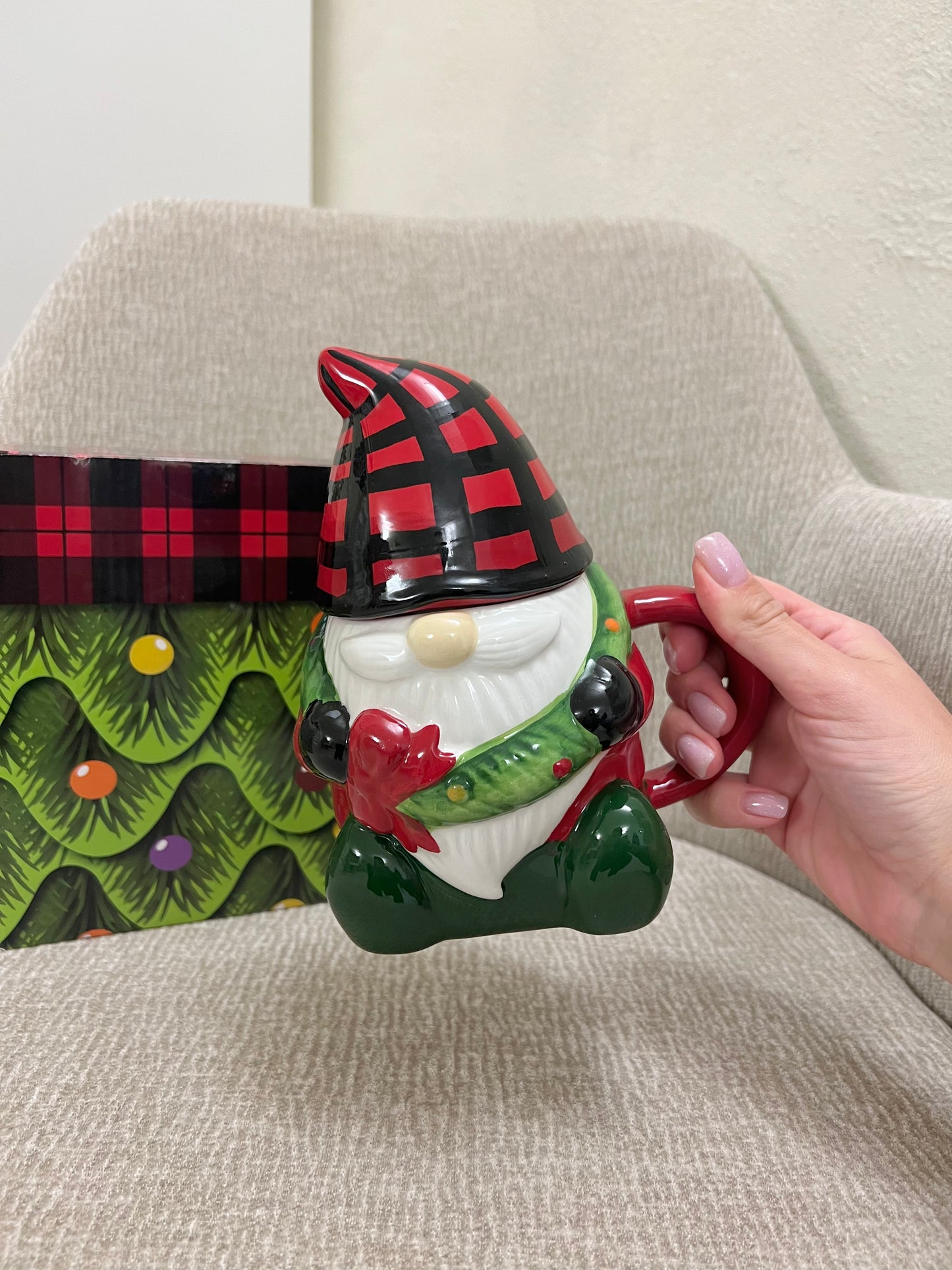 Tazza gnomo con cappello Tartan