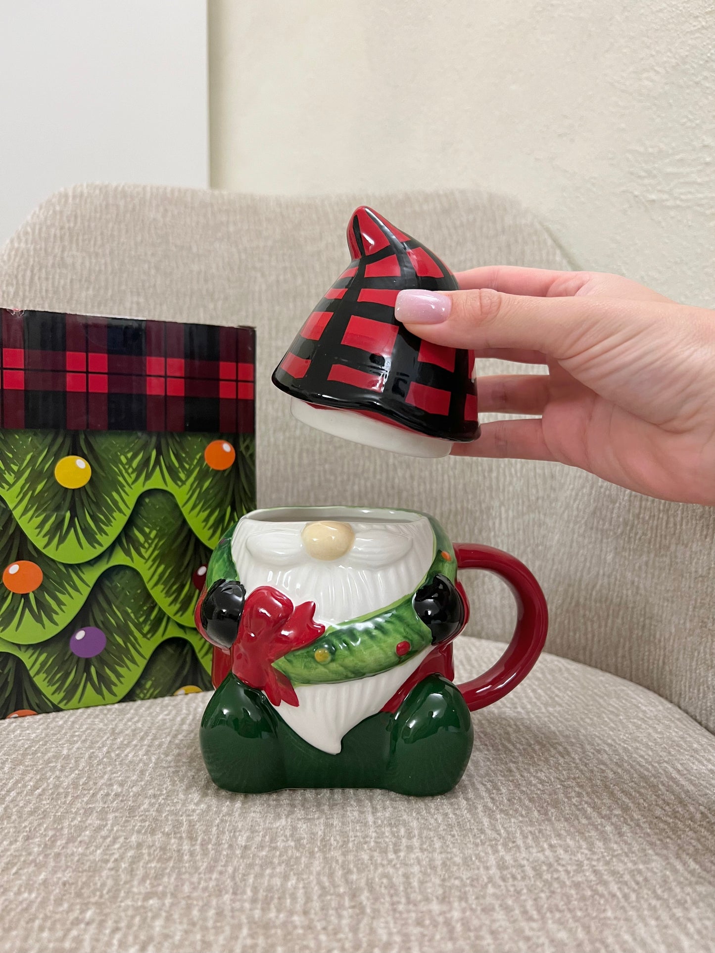 Tazza gnomo con cappello Tartan