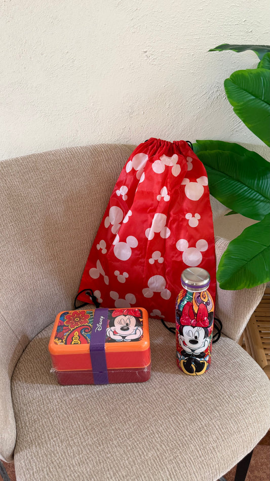 Set Lunch Box con Bottiglia Termica Minnie Forever & Ever + sacca