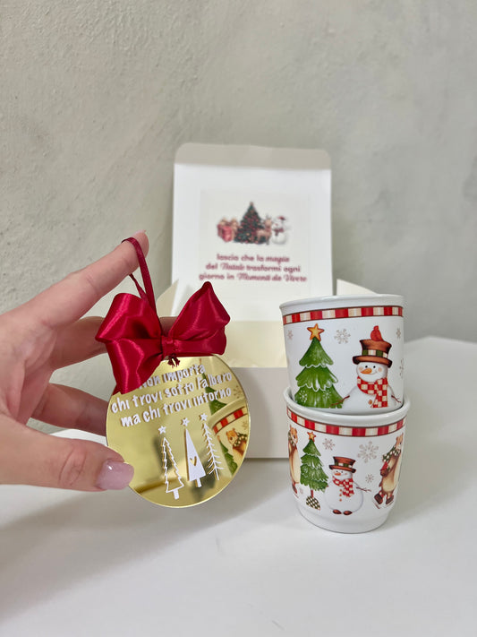 Gift Box Set 2 bicchierini Pupazzo con pallina personalizzata