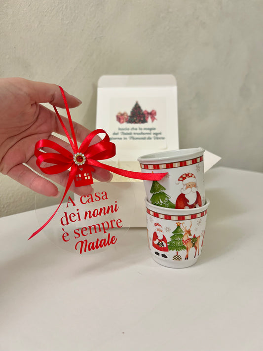 Gift Box Set 2 bicchierini Babbo Natale con pallina personalizzata