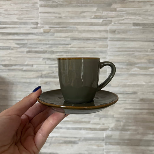 Tazza caffè con piattino Grigio Tortora