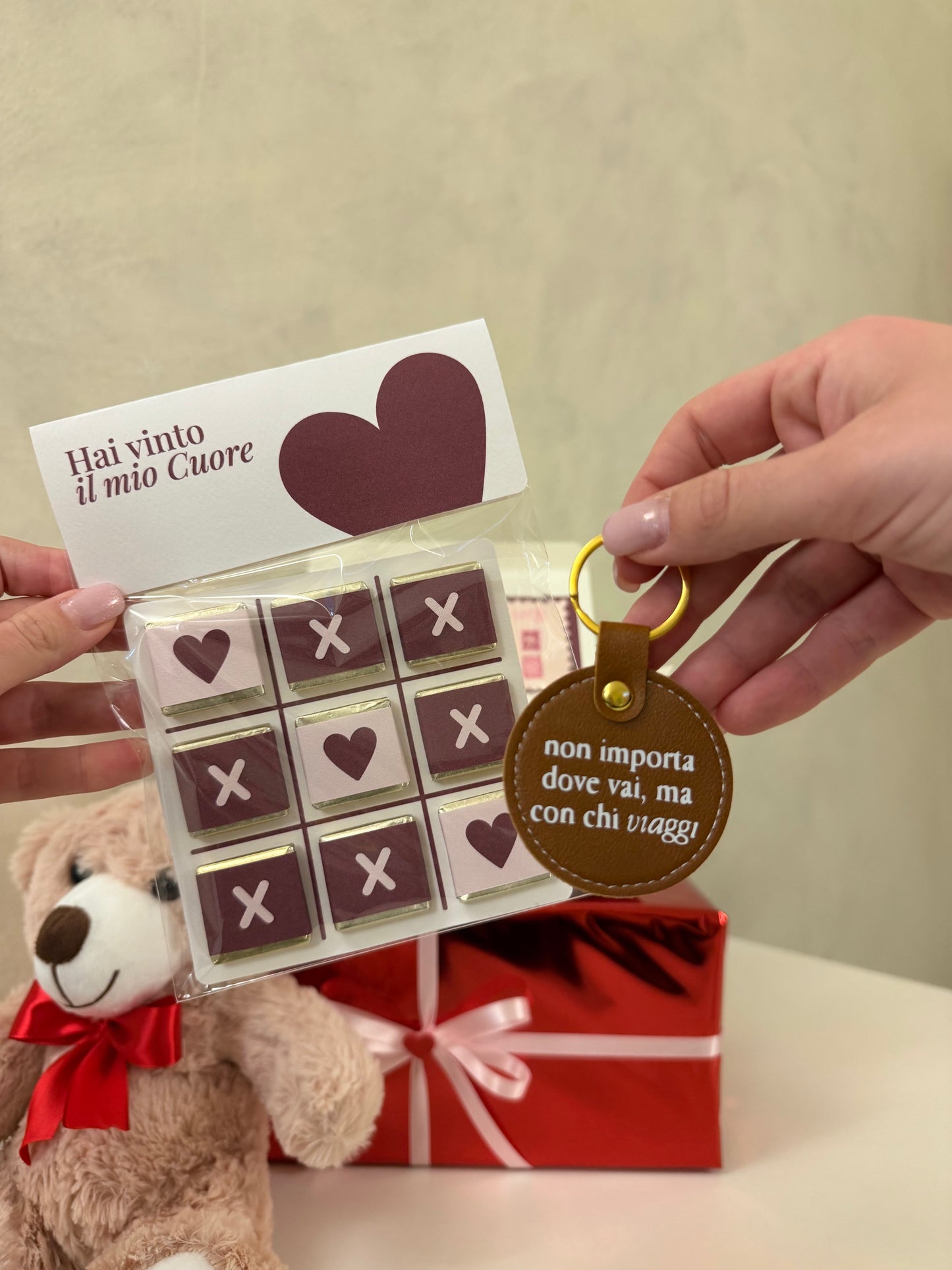 Gift-Box Portachiavi tondo con cioccolatini