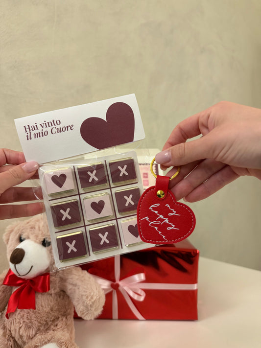Gift-Box Portachiavi cuore con cioccolatini