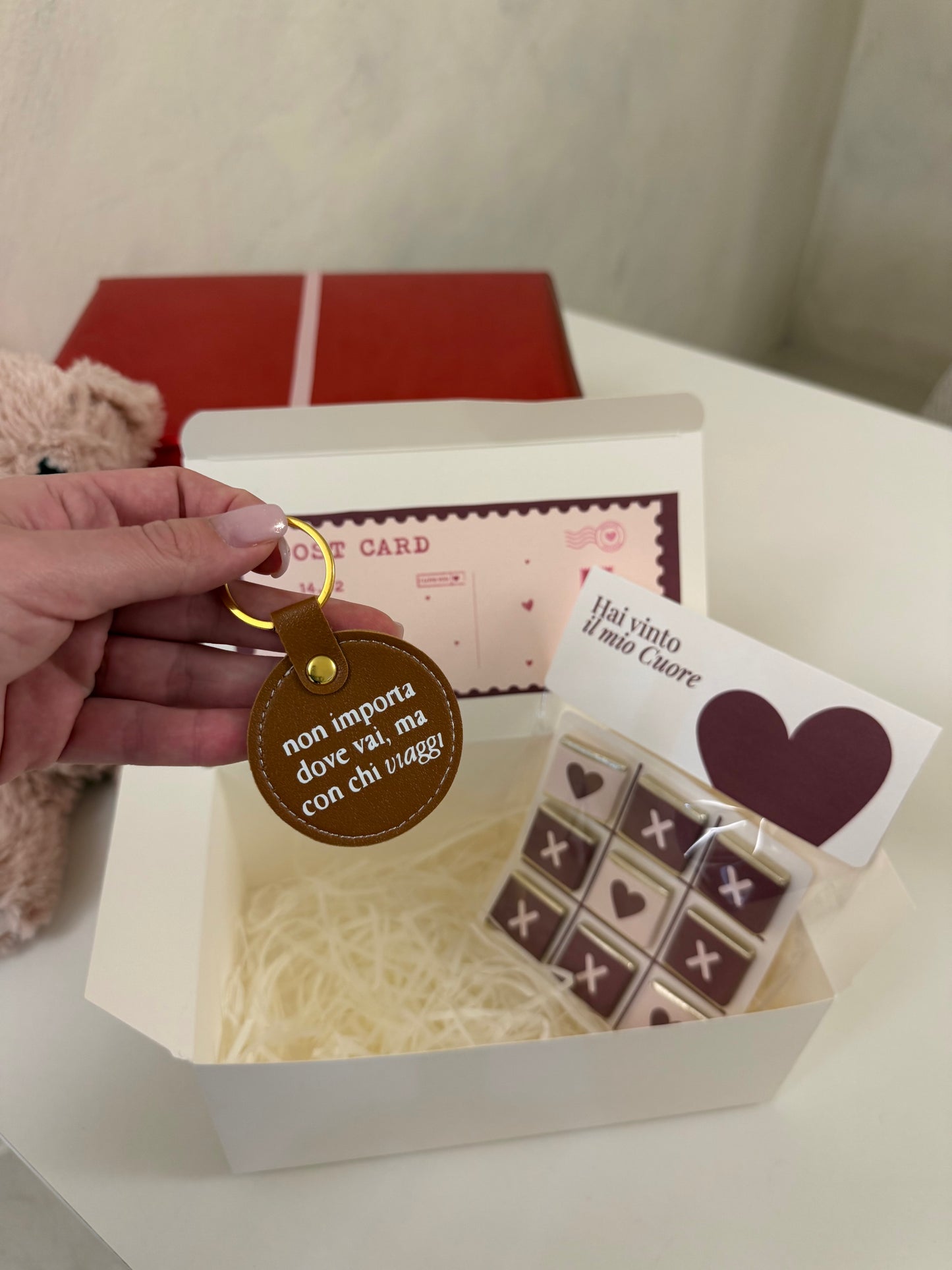 Gift-Box Portachiavi tondo con cioccolatini