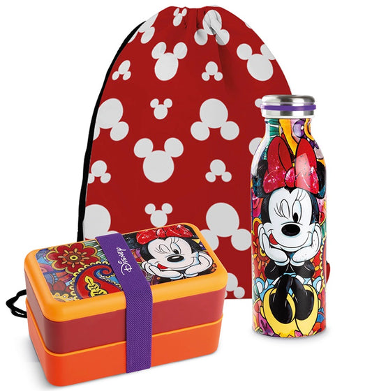 Set Lunch Box con Bottiglia Termica Minnie Forever & Ever + sacca
